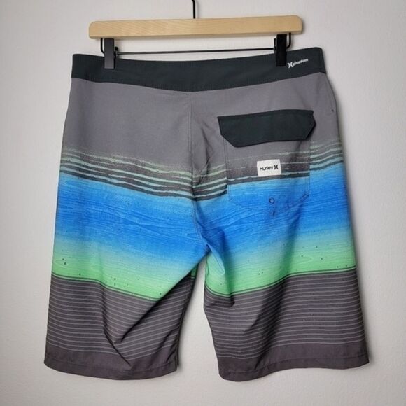 Hurley Men’s Phantom Gray Blue Green Overspray 20” Board Shorts Size 30 - Picture 8 of 15